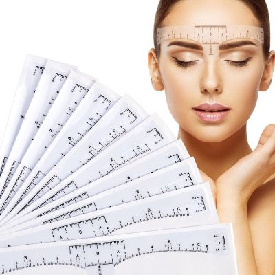 【cw】 10PC Reusable Semi Permanent Eyebrow Ruler Eye Brow Measure Tool Guide Microblading Calliper Stencil Makeup