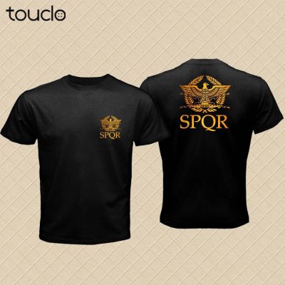 New 100% Cotton Men Size Senatus Populus Que Romanus Spqr Gold Eagle Rome Logo Retro Clothing Shirt XS-4XL-5XL-6XL