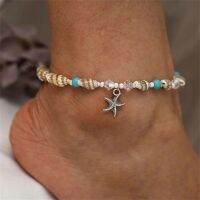 New Irregular Turquoise Anklets for Women Summer Beach Star Pendant Foot Chain Girls Ankle Bracelet Accessories Friend Gift