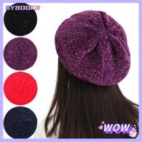 SYBOOKS Knitted Plain Classic Chenille Ladies Beret Thin Acrylic Berets Women Flat Cap Breathable Beret