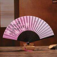 Japanese style fan modern Vintage Bamboo Cherry Blossom Print Folding Handheld Summer Girls Dancing Strong durable for daily use