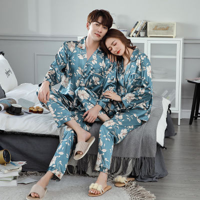 Fiklyc Floral Print Women Men Plus Size Couple Lovers Pajamas Pyjamas Pijamas Sets Drop Shipping Casual Satin Sleepwear Newest
