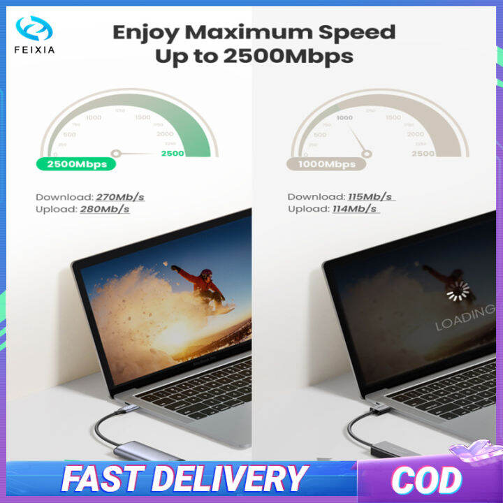 usb-c-ถึง2-5gbps-ตัวแปลงสายเคเบิลเครือข่ายอะแดปเตอร์อีเทอร์เน็ตเป็นอะแดปเตอร์ประเภท-c-ที่เข้ากันได้กับ-xps-galaxy-s20แล็ปท็อป-pc-โทรศัพท์