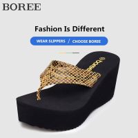 Boree Summer Flip Flops Slippers Womans Platform Shoes Wedges Thick Beach Slipper Outdoor Non-slip Snake Print Woman Slippers