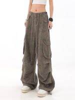 ▤™๑ American retro hot girl camouflage overalls womens autumn high street hiphop hip-hop wide-leg pants ins fashion