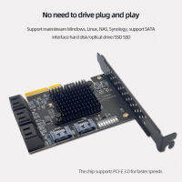 PCIE การ์ดเอ็กซ์แพนชัน PCI-E 4X ถึง8พอร์ต GEN3 SSD อะแดปเตอร์ SATA 3.0 HDD Adapter Controller 6Gbps Hub Multiplier สำหรับ2U Desktop Case