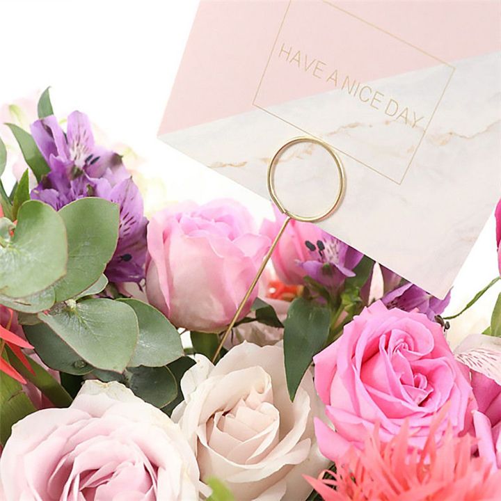 ช่อดอกไม้ของขวัญ10ชิ้นของ-bqgbg63511การห่อกล่องอุปกรณ์ช่อดอกไม้ดอกไม้โลหะคลิปติดกระเป๋าเก็บบัตรการ์ดเค้ก