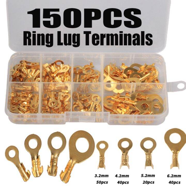 150PCS Wire Connectors Ring Terminal Kit Noninsulated Crimp Terminal