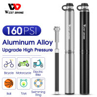 WEST ขี่จักรยานแบบพกพาจักรยานปั๊ม160PSI อลูมิเนียมขี่จักรยานปั๊มลมจักรยานบอลยาง I Nflator S Chrader P Resta วาล์วมินิปั๊ม