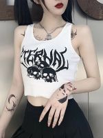 Hot sell Harajuku Punk Goth Sexy Crop Tops Womens Summer Mujer 90s Grunge Graphic Skull Print Tops Fashion Sleeveless Slim Vest Tank Top