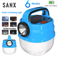 SANX 80W Outdoor แคมป์ปิ้งไฟเต็นท์พลังงานแสงอาทิตย์ไฟ USB ชาร์จไฟได้ LED โคมไฟฉุกเฉินพร้อมไฟกลางคืน6โหมด