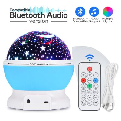Music Starry Moon Galaxy Projector Lamp LED Night Light for Bedroom Party Decor Rotating Table Lamp Remote Bluetooth-compatible