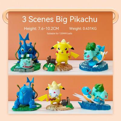 3ชิ้นเซ็ต Pokemon Pikachu Bulbasaur Charmander Squirtle Kawaii อะนิเมะอุปกรณ์ต่อพ่วงรูปการ์ตูนน่ารักรถสะสมของเล่น