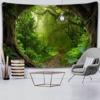 【cw】 Scenery tapestry beautiful natural forest printing large wall fabric bedspread beach towel home decoration travel sleeping mat