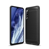 (คลังสินค้าพร้อม) สำหรับ Xiaomi Mi 9 Pro 5G ซองป้องกัน TPU คาร์บอนไฟเบอร์เนื้อลายขนแปรง (สีดำ)