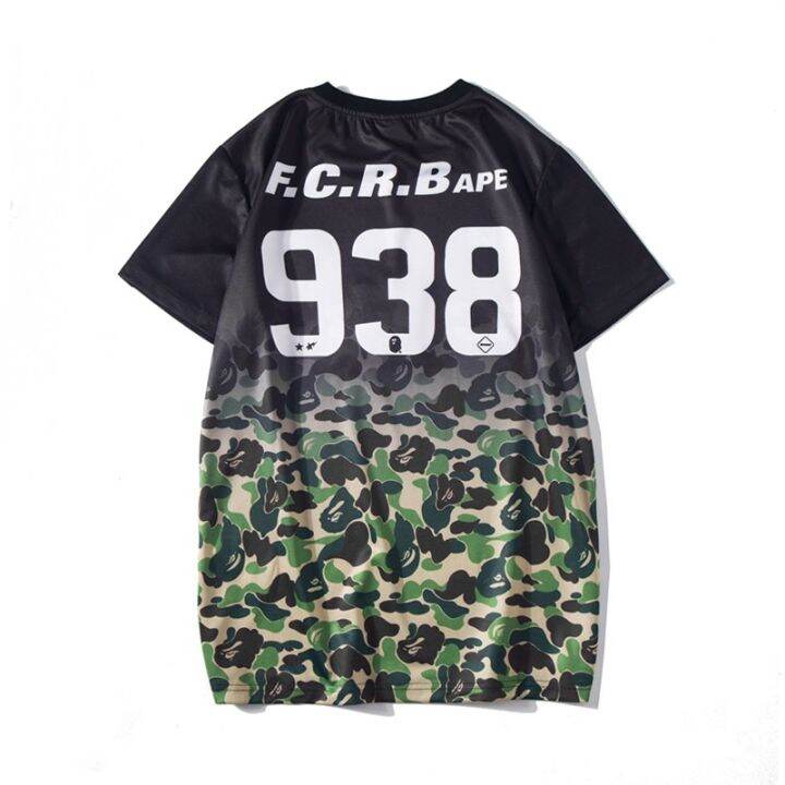 bape-x-f-c-r-b-เสื้อยืดแขนสั้นระบายอากาศ