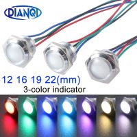 3V 6V 12V 24V 12mm 16mm 19mm 22mm Waterproof Metal Spherical Round indicator Signal lamp LIGHT with wire 3 LED color Custom