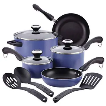 Paula Deen Family 14-Piece Ceramic Non-Stick Cookware Set, 100% PFOA-Free and Induction Ready, Features Stay-Cool Handles and Dual Pour Spouts