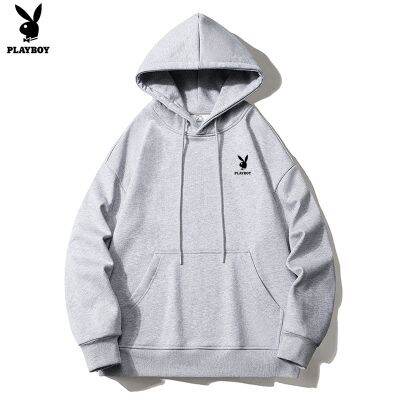 yii8yic Playboy เสื้อกันหนาวสีทึบ Hooded Top Drawstring