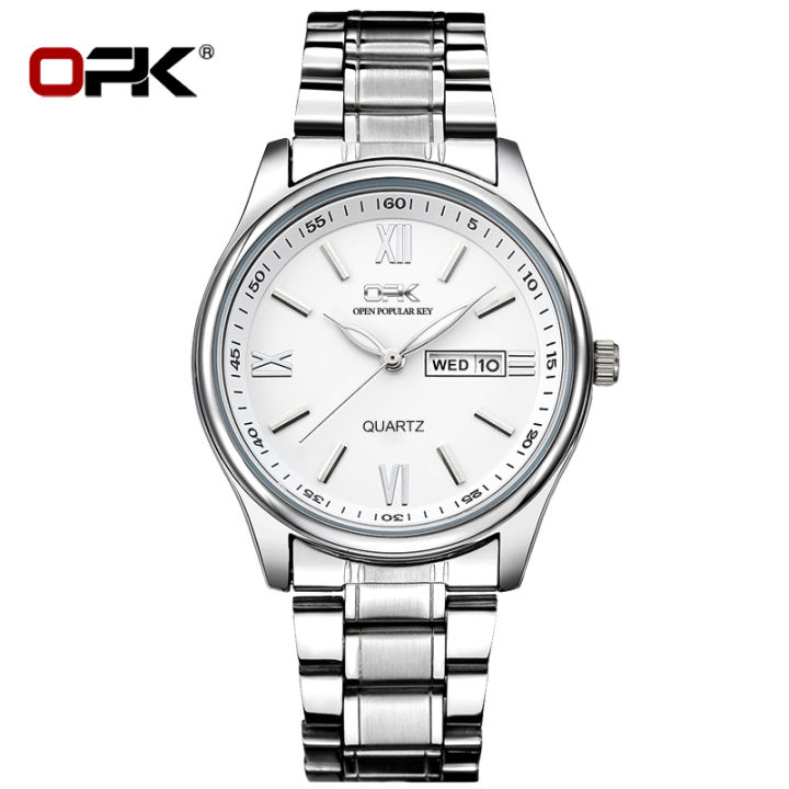 opk-กันน้ำนาฬิกาสำหรับผู้ชายนำเข้าแฟชั่นนาฬิกาส่องสว่างสแตนเลสนาฬิกาลำลอง
