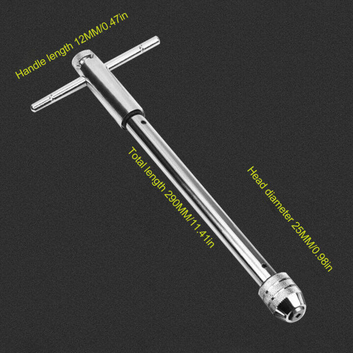 pcbfun-ที่ยึดด้ามจับดอกต๊าป-กับวงล้อชุบโครเมี่ยมเหล็ก-t-handle-ประแจด้ามต๊าปตัวที