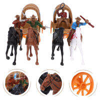 Teniron ชุดรถพลาสติก West Cowboy Carriage 2 ชุดรุ่นพลาสติกพร้อมของเล่นคอลเลกชันวัฒนธรรมตุ๊กตาคาวบอย