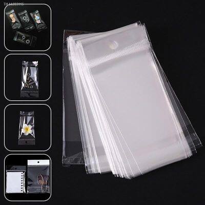 ♧▽▥ 100 transparent plastic hanging self-adhesive bags OPP self sealing bags jewelry candy bags gift biscuit sales bags