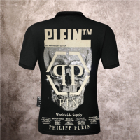 เสื้อยืดแฟชั่น QP Philipp Plein ผู้ชายเสื้อโปโลกะโหลกปกหลวมแขนสั้น