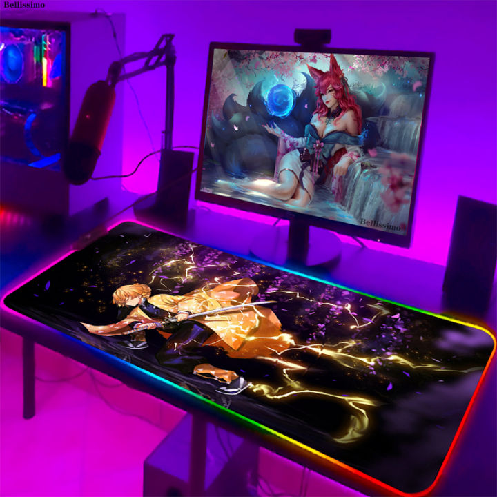 อะนิเมะแผ่นรองเมาส์-xxl-led-m-ousepad-บริษัท-backlit-ปีศาจฆ่าอุปกรณ์พีซี-rgb-โต๊ะเสื่อเล่นเกมแล็ปท็อปเกมเสื่อ-gamer-mause