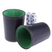 +‘； 1 Piece PU Dice Cup Bar KTV Entertainment Dice Cups New Leather Trumpet Flannel High Quality Game Tool Accessary