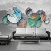 ✈♠ Decorative wallpaper 3D simple abstract circular plate background wall painting