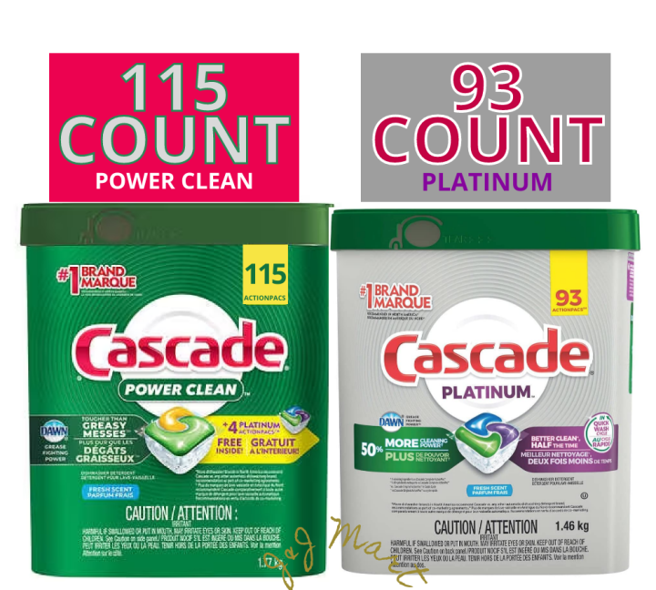 CASCADE POWER CLEAN PLATINUM DISHWASHER DETERGENT, 115COUNT (1.77 KG