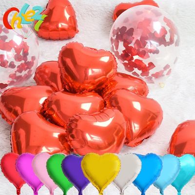 10 Pcs 10 Inches Heart Balloons Love Wedding Star Aluminum Foil Balloons Inflatable Birthday Balloon Party Decoration Supplies Artificial Flowers  Pla