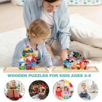 Wooden Puzzles for Toddler 1-3 3D Wood Animal Puzzle Games for Preschool Toys Montessori Stackable Educational Games Christmas Gifts Challenge Toys for Kids Girls Boys Children easy to use