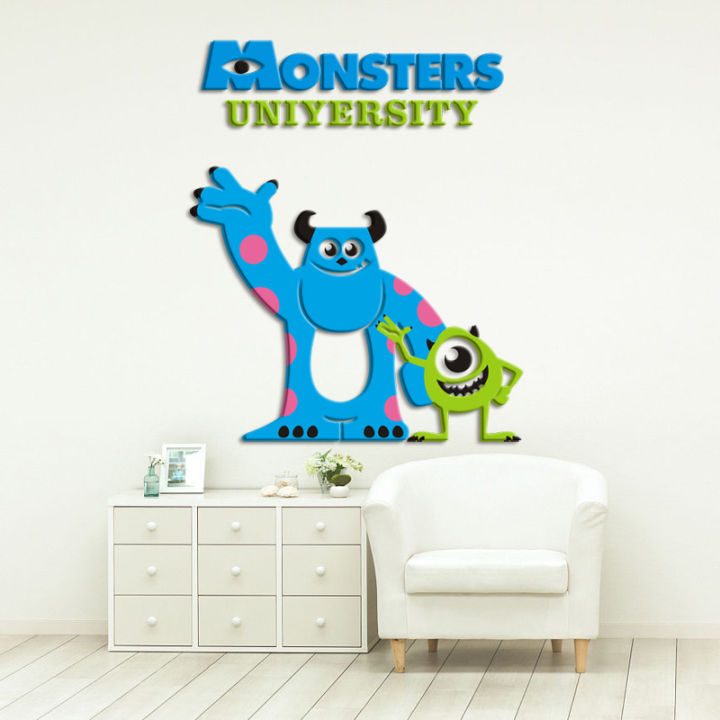 monsters-inc-3dอะคริลิคสติ๊กเกอร์ติดผนังมอนสเตอร์ขนาดใหญ่ห้องนอนสติ๊กเกอร์ข้างเตียง