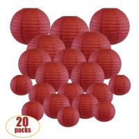 20 Pcsset Dark Red Chinese Paper Lantern Ball 6"; 8"; 10"; 12"; Wine lamp Wedding Party Home Outdoor Hanging