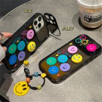 yqcx001 sell well - / Cute Multicolour Smile Pendant Flip Mirror Phone Holder Case For iPhone 14 13 12 11 Pro Max XS Max Bracket Cover Silicone Funda