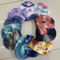 [COD] and winter new knitted hat cross-border gradient tie-dye printing warm rainbow fashion woolen female students