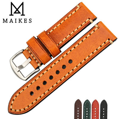 MAIKES Watch Accessories Leather Strap For LUMINOX HAMILTON Watch Band 20mm 22mm 24mm 26mm Wristband Bracelet Watchband