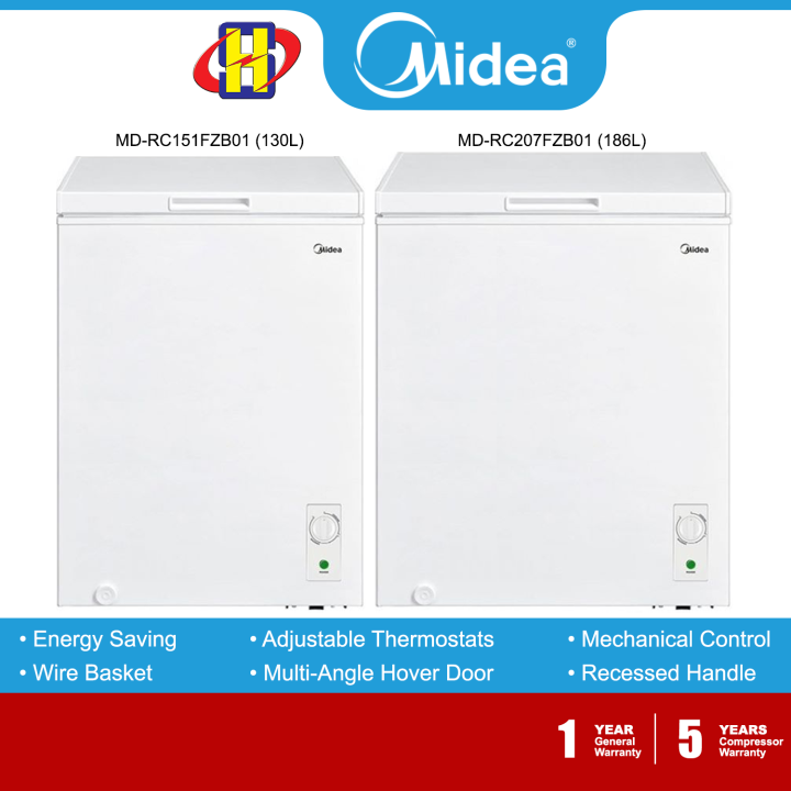 Midea Freezer (130L)(186L) Adjustable Thermostats Eco Friendly R600a