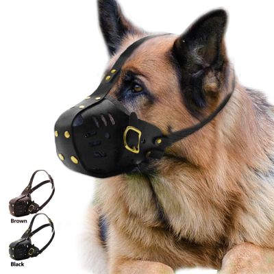 สัตว์เลี้ยงสุนัขปากกระบอกปรับสุนัขหนังแท้สำหรับสุนัขตัวเล็กการฝึกสุนัขพิทบูลป้องกันกัดเคี้ยวเห่า