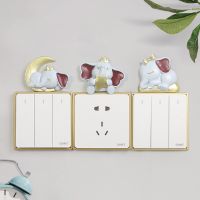 Elephant Star Resin Switch Sticker Miniature Figurine Ornament Socket 3D Stereo Cartoon Wall Stickers Home Decoration Wall Stickers Decals