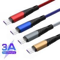 ที่ชาร์จไมโคร USB ถักไนล่อน3A 0.25ม. 1ม. 2ม. 3ม.,ที่ชาร์จข้อมูลตะกั่วซิงค์โทรศัพท์สายสำหรับซัมซุง Nokia Huawei ตัวควบคุม PS4