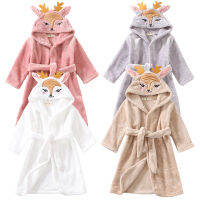 Winter Boys Girls Pajamas Baby Flannel Robes Child Sleepwear Bathrobe Boy Girl Robes Hooded Homewear Kids Cartoon Fawn Bathrobe