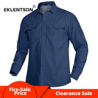 EKLENTSON เสื้อเดินป่าผู้ชาย Quick Dry Work เสื้อแขนยาวเสื้อยุทธวิธีพร้อมกระเป๋าตกปลาปีนเขา Tops