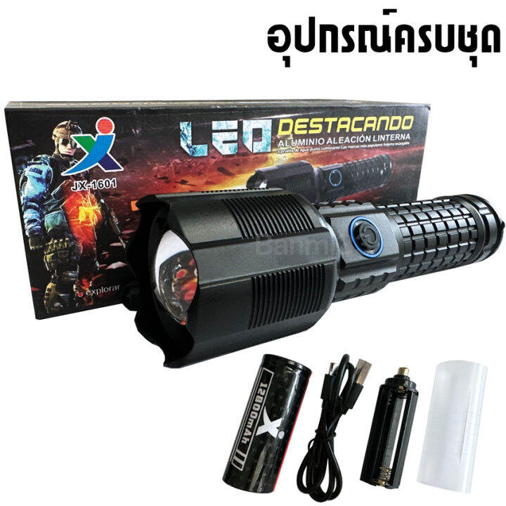 ไฟฉาย-t16-ไฟฉายแรงสูง-ปุ่มเดียวสว่างทั้งบ้าน-zoom-ได้ไกล-999000-lumens-ไฟ-3-mode-มีไฟกระพริบ-ชาร์จไฟ-usb-สินค้าเกรดa-ไฟฉุกเฉิน