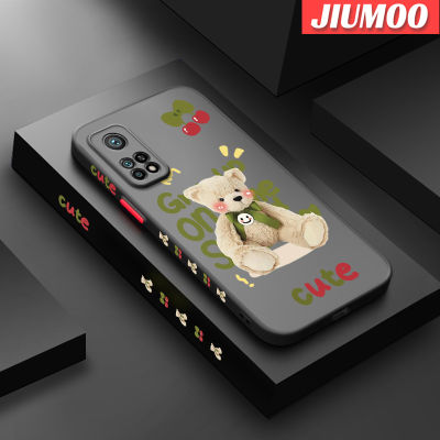 เคส JIUMOO สำหรับ Xiaomi 10T 10T 10T Pro Redmi เคส K30s การ์ตูนน่ารักตุ๊กตาหมีดีไซน์ใหม่ฝ้าเคสโทรศัพท์ซิลิโคนลายขอบคลุมทั้งหมดป้องกันเลนส์กล้องเคสนิ่ม