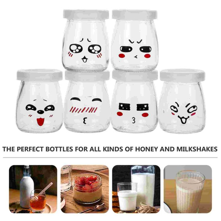 6ชิ้น-jar-เยลลี่ขวดภาชนะใส่โยเกิร์ตโถแยมขนาดเล็กขวดขวดแก้วเล็กที่เก็บฝาแก้วบรรจุภัณฑ์พลาสติก100มล-ทารก