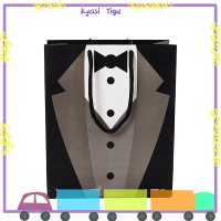 Kyasi 5pcs Tuxedo groakomes Paper Gift bags Tuxedo กระเป๋าของขวัญพกพาด้วยมือจับ