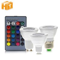 【☸2023 New☸】 sdis shop สปอตไลท์ Led แบบ Rgb Ac85-265v 3W E27 Gu10 Mr16ไฟ Led Rgb พร้อมรีโมทคอนโทรลตัว24key